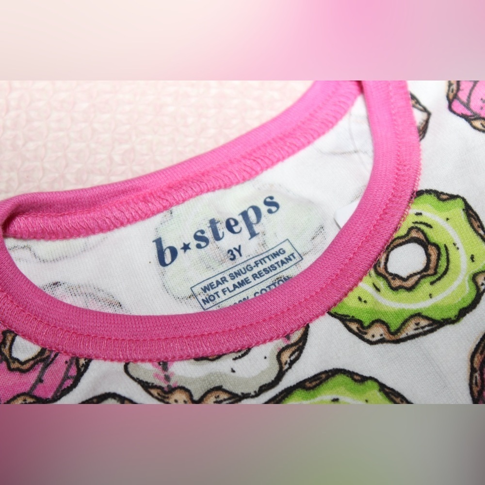 B Steps Toddler Girl 3T Pajamas Sports Doughnuts NWT - Picture 2 of 3